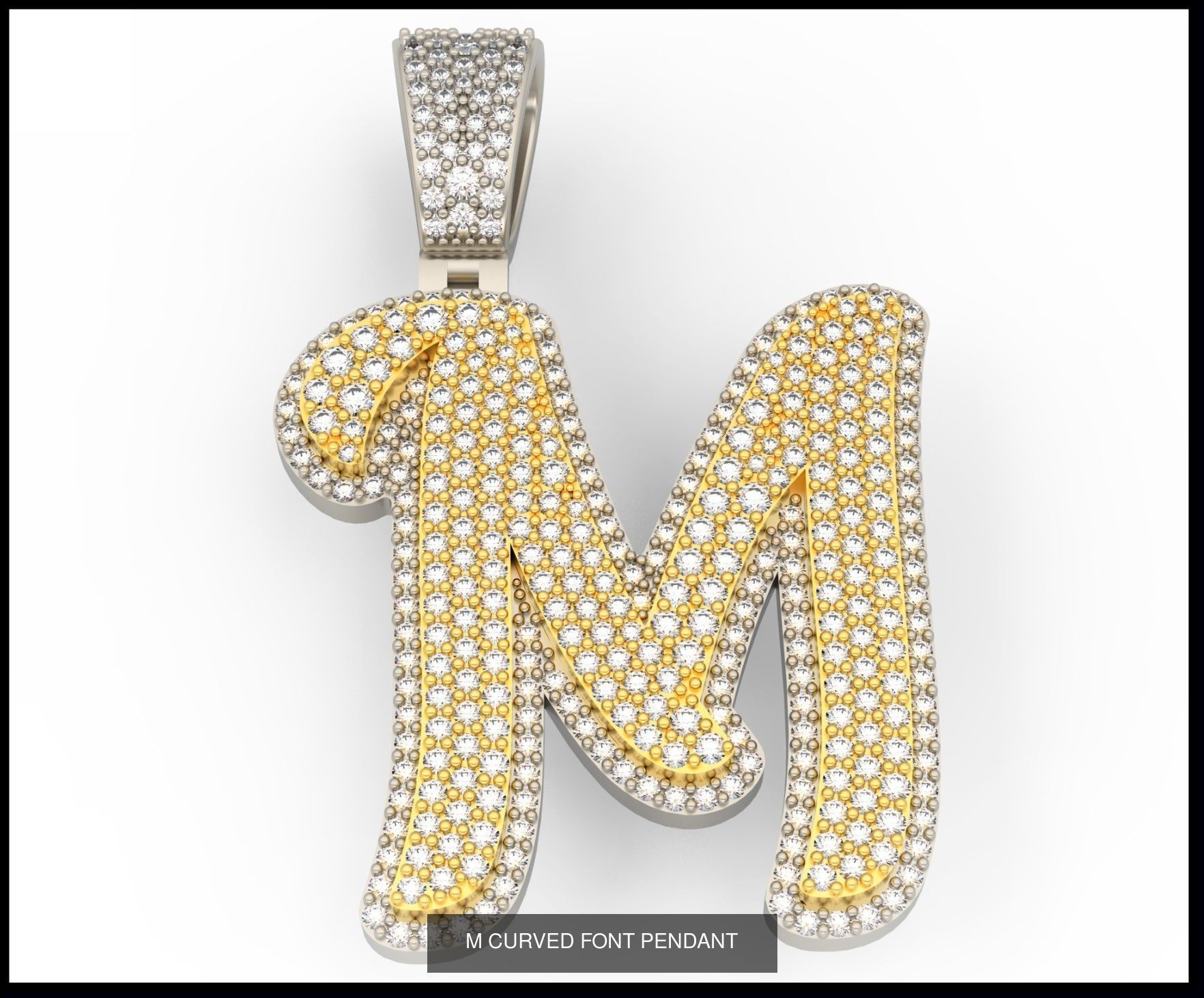 A-Z CURVED FONT PENDANT 3D Model Collection_15