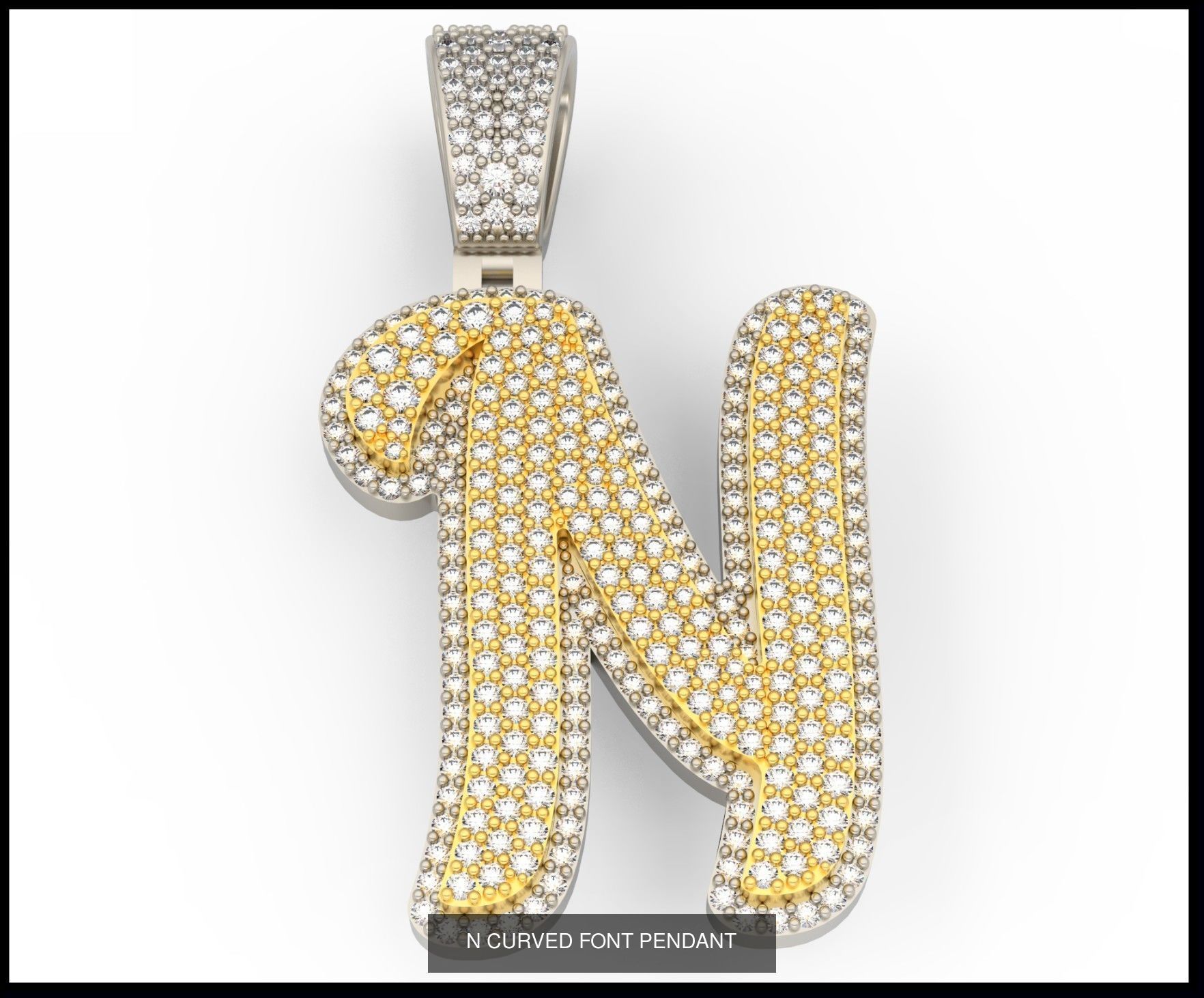 A-Z CURVED FONT PENDANT 3D Model Collection_16