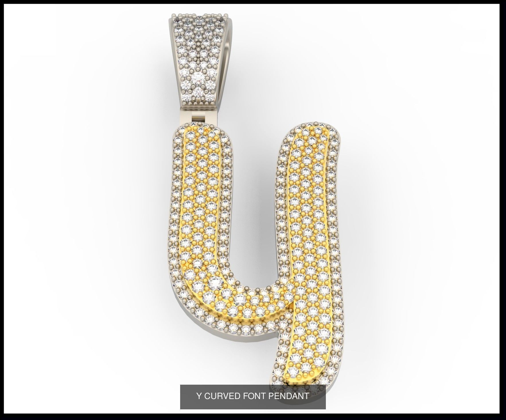 A-Z CURVED FONT PENDANT 3D Model Collection_27