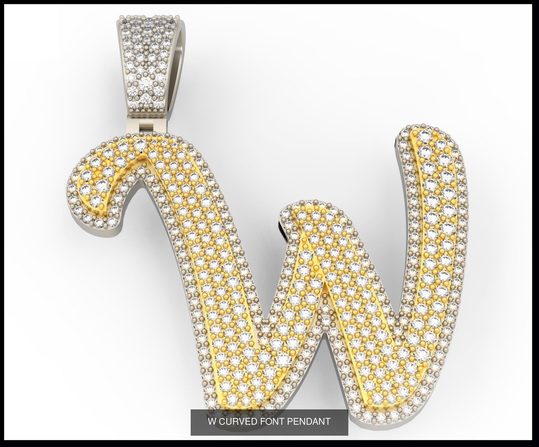 A-Z CURVED FONT PENDANT 3D Model Collection_25