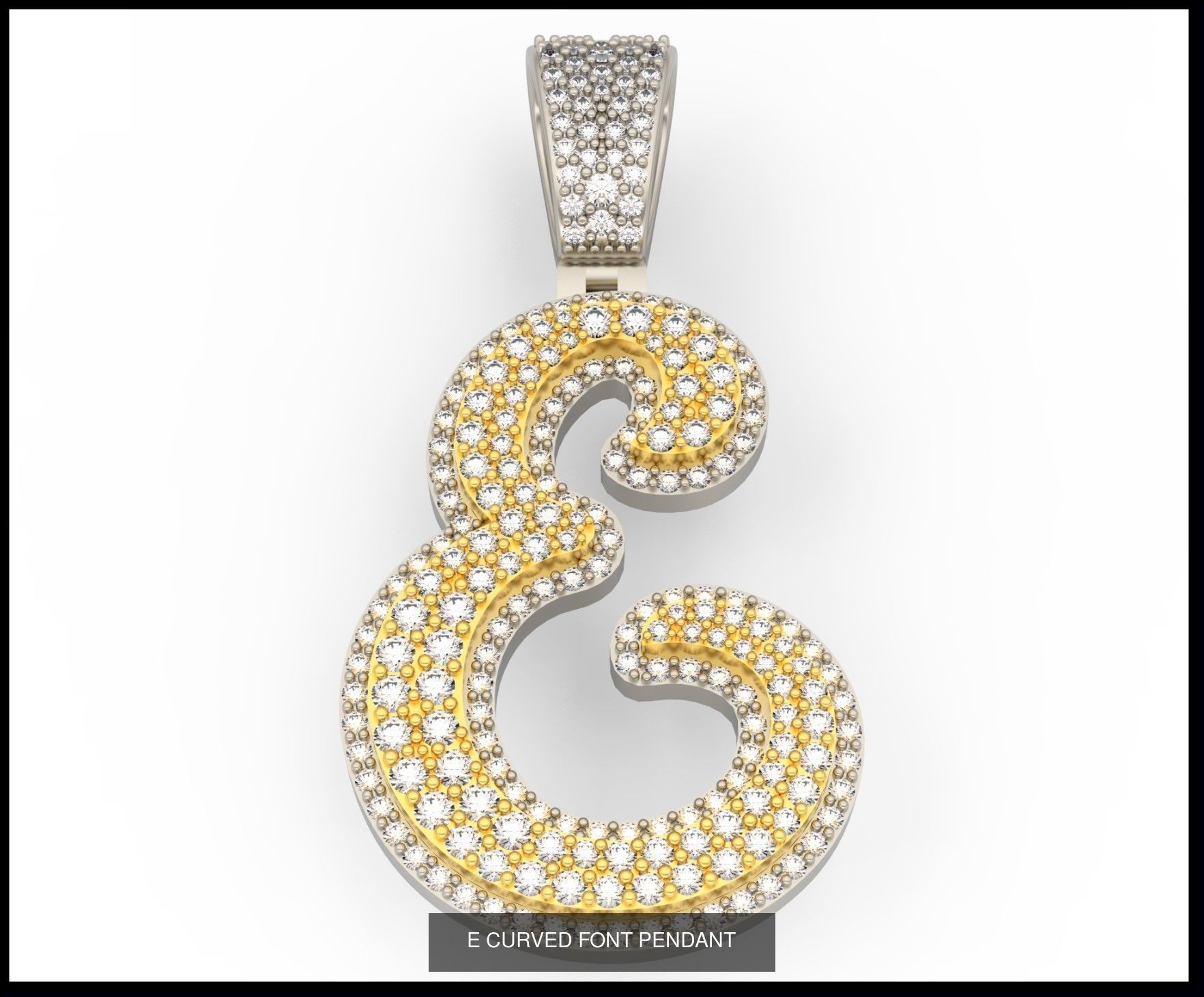 A-Z CURVED FONT PENDANT 3D Model Collection_7
