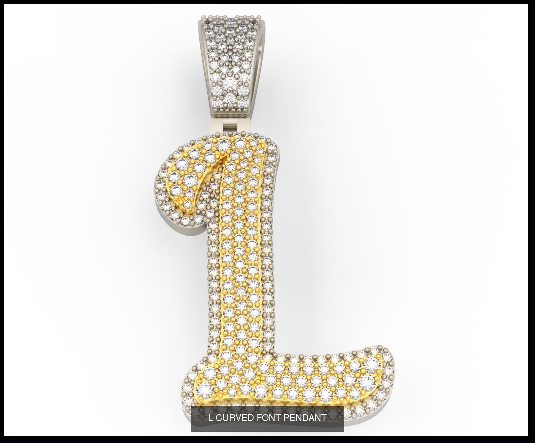 A-Z CURVED FONT PENDANT 3D Model Collection_14