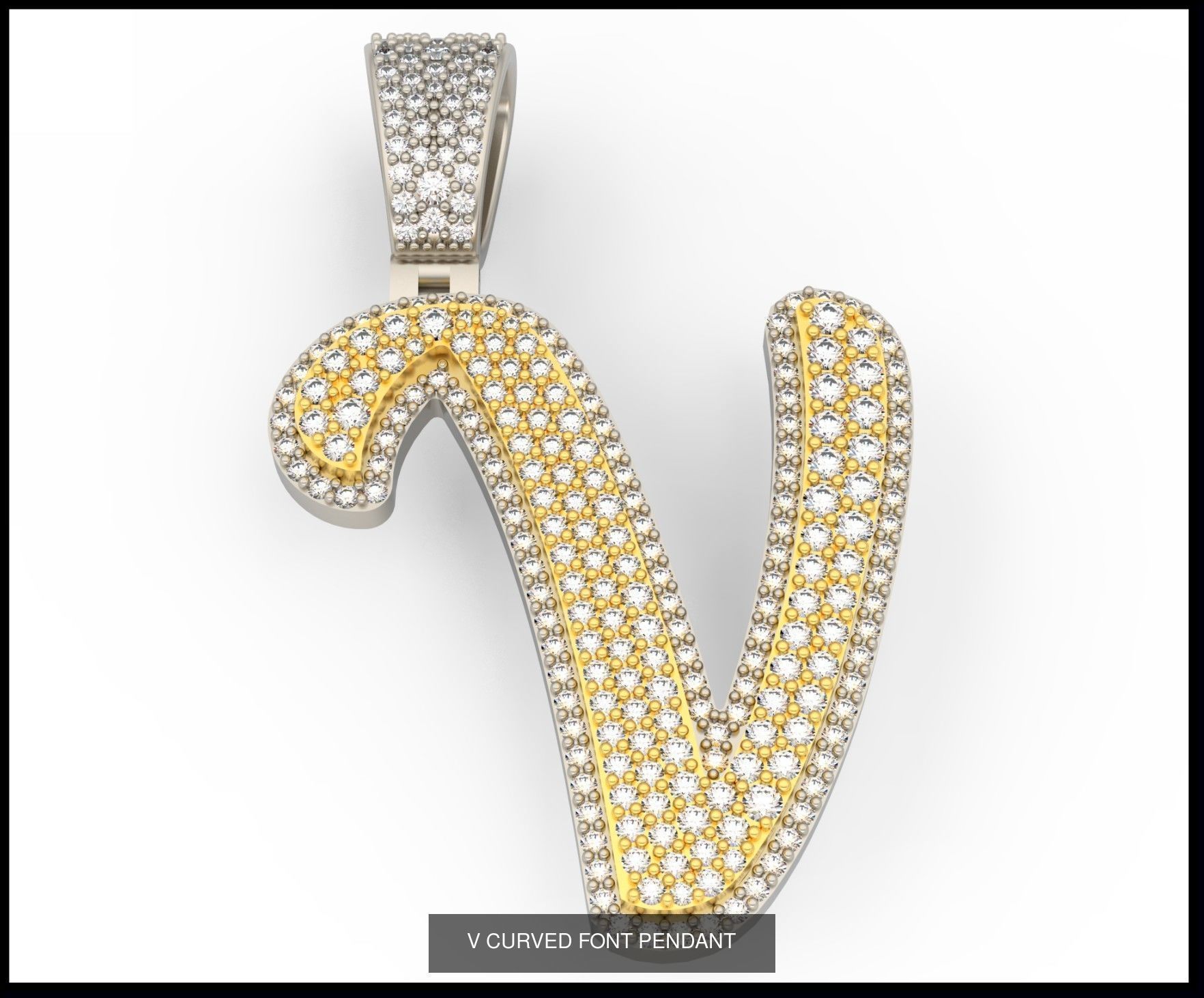A-Z CURVED FONT PENDANT 3D Model Collection_24