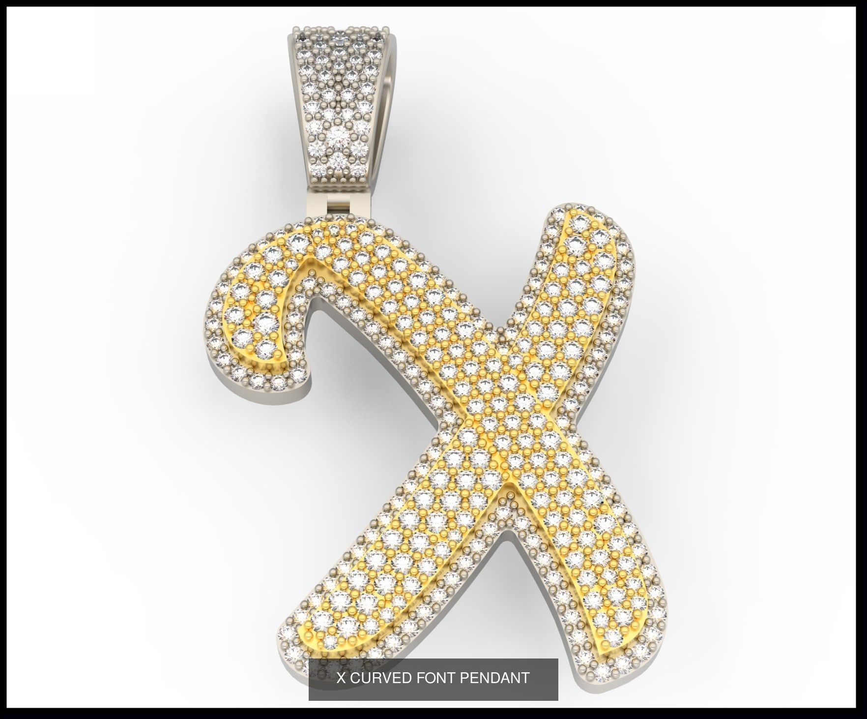A-Z CURVED FONT PENDANT 3D Model Collection_26