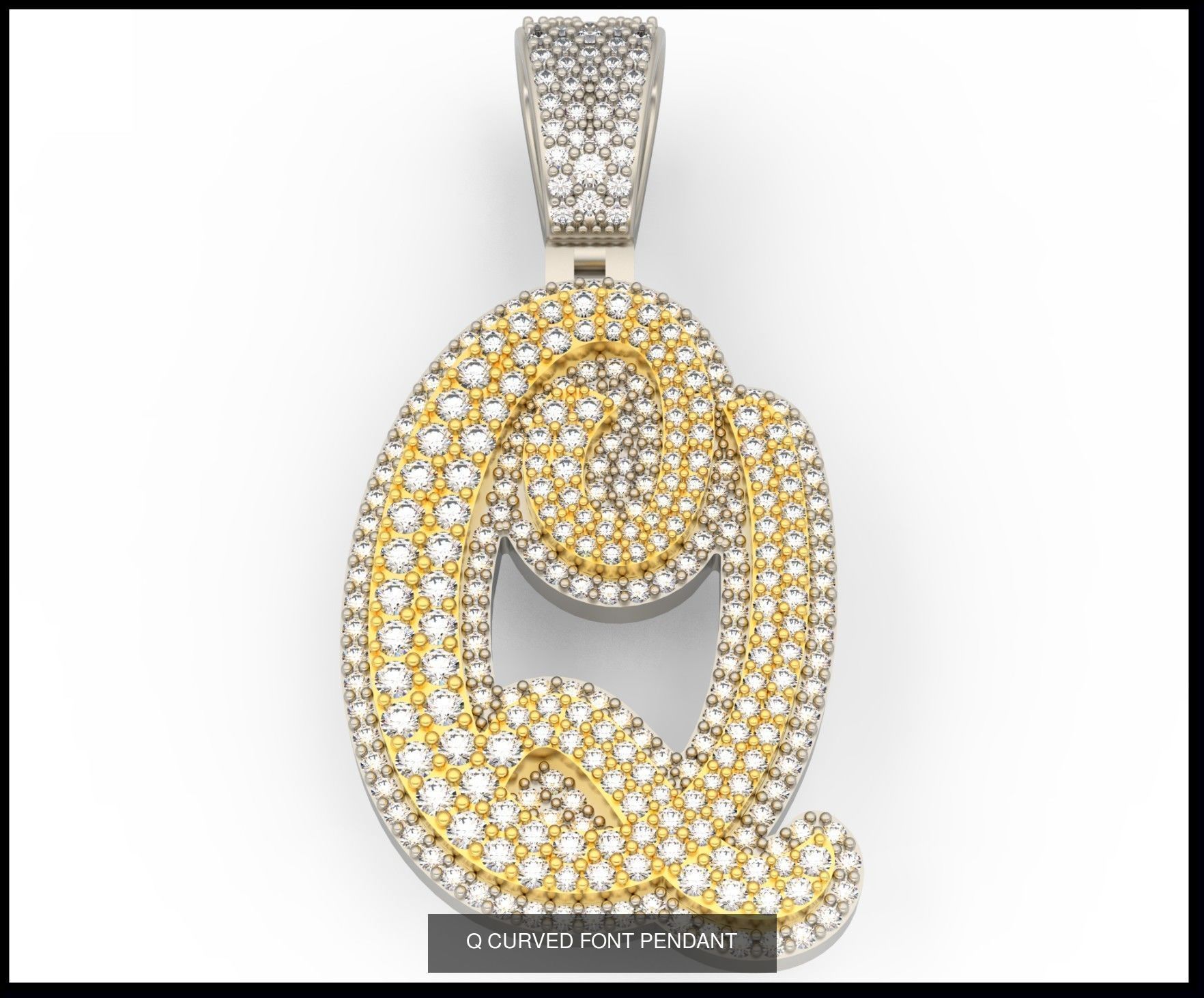 A-Z CURVED FONT PENDANT 3D Model Collection_19