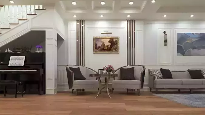 living room and dining modern classic