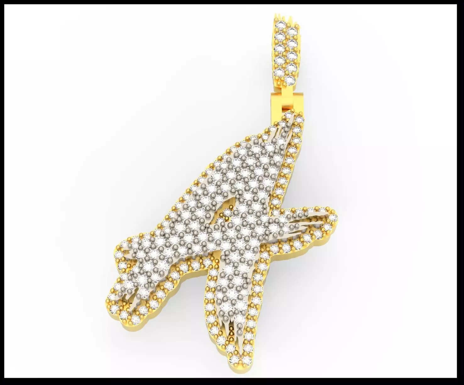 A PAVE LETTER FONT PENDANT 3D print model_0