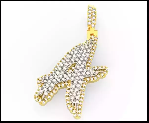 A PAVE LETTER FONT PENDANT 3D print model