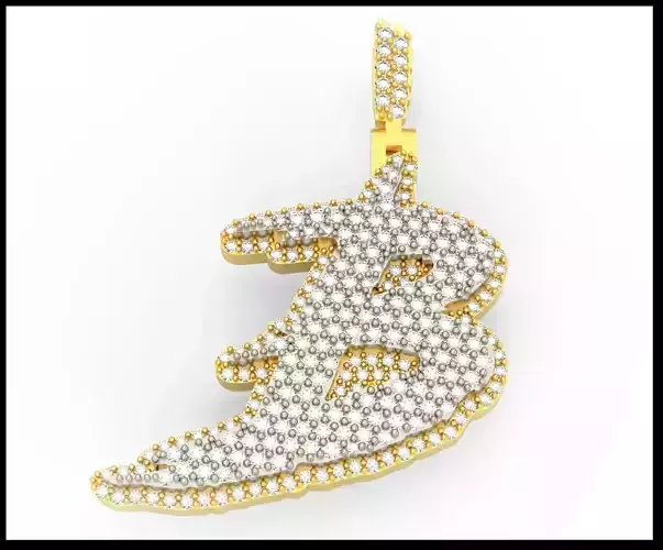 B PAVE LETTER FONT PENDANT 3D print model