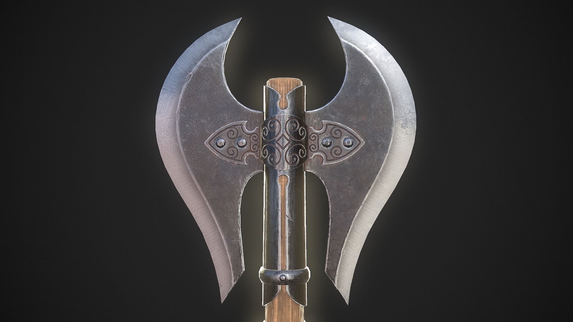 Medieval Axe 01 Low-poly 3D model_6