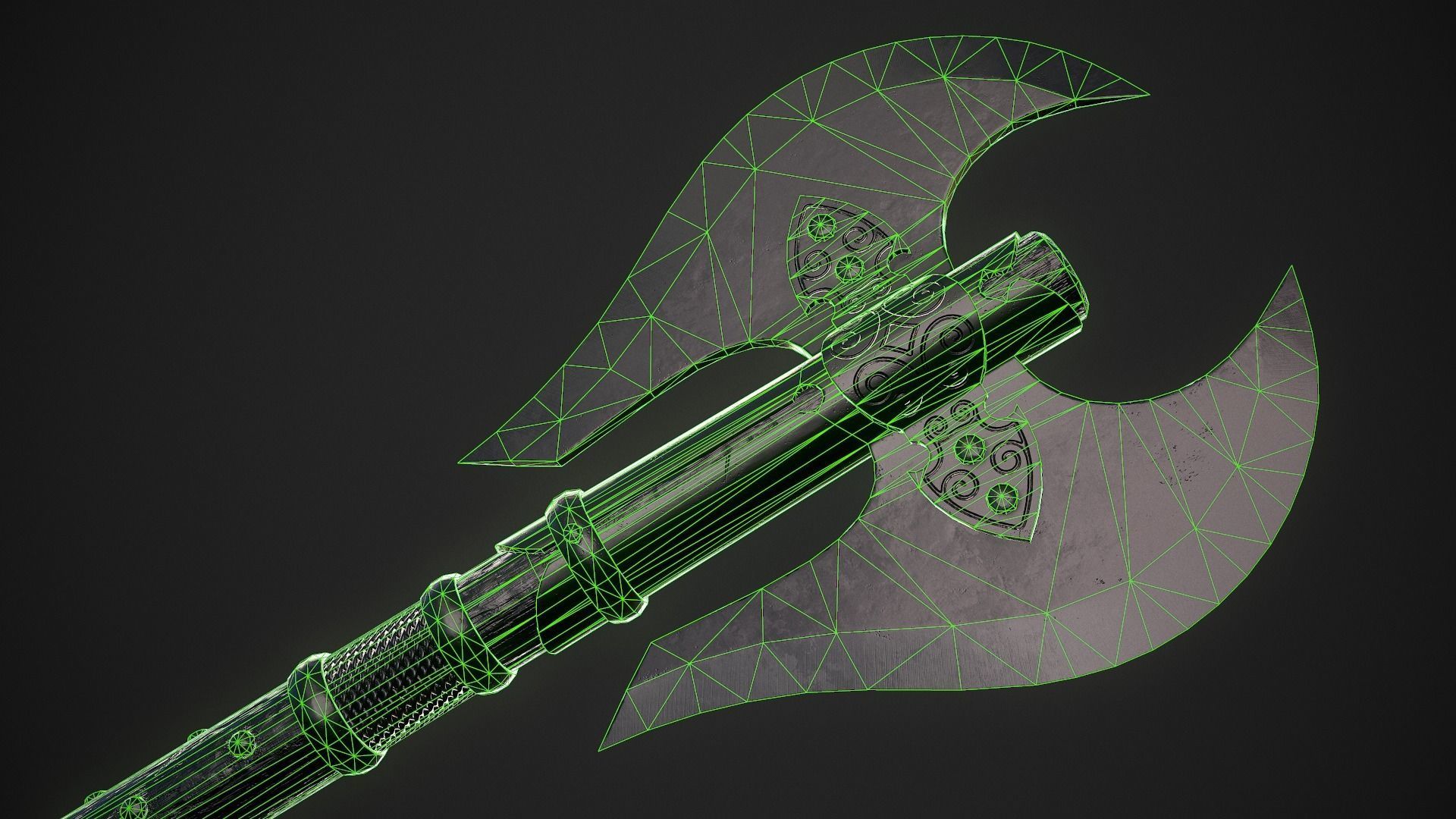 Medieval Axe 01 Low-poly 3D model_12