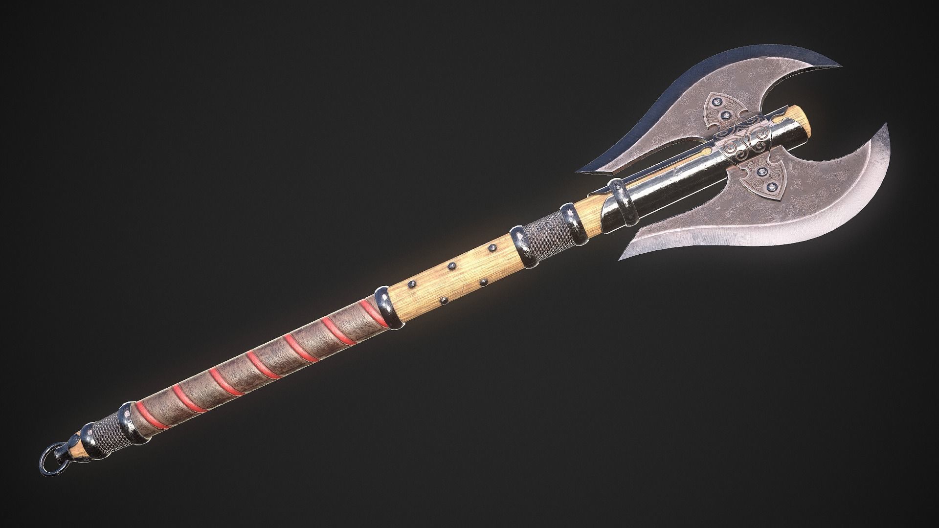Medieval Axe 01 Low-poly 3D model_5