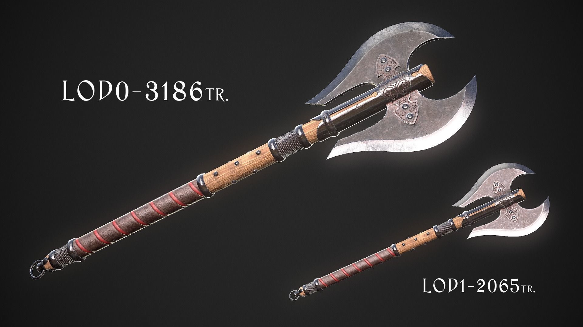 Medieval Axe 01 Low-poly 3D model_1