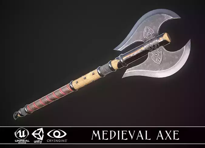 Medieval Axe 01 Low-poly 3D model