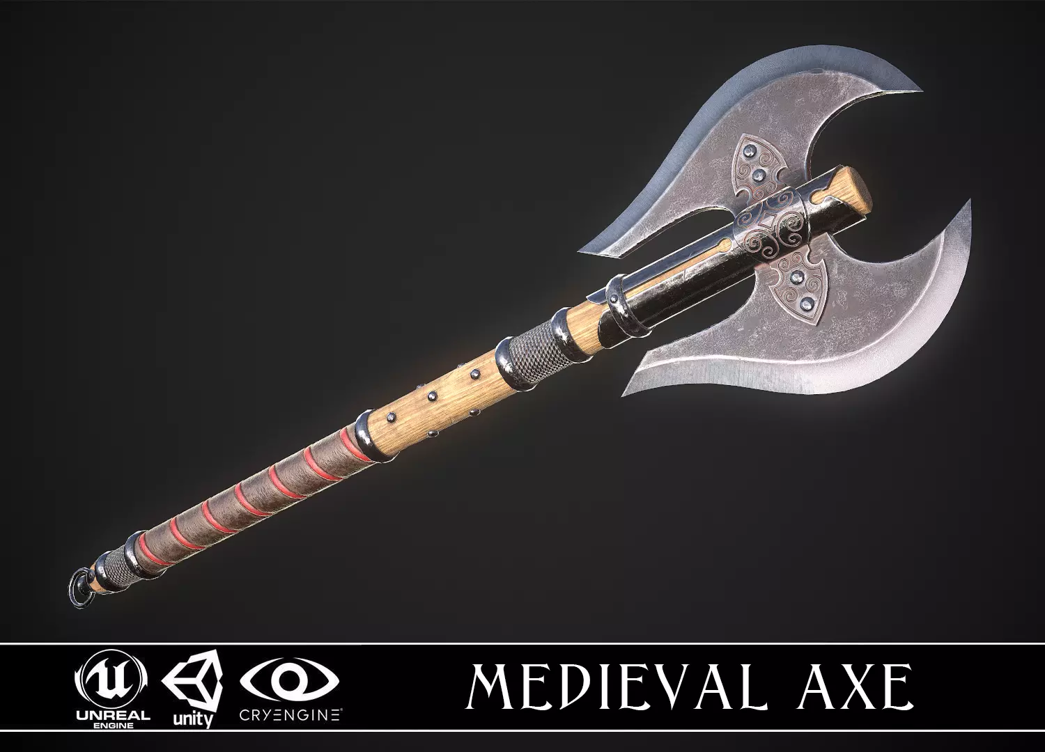 Medieval Axe 01 Low-poly 3D model_0
