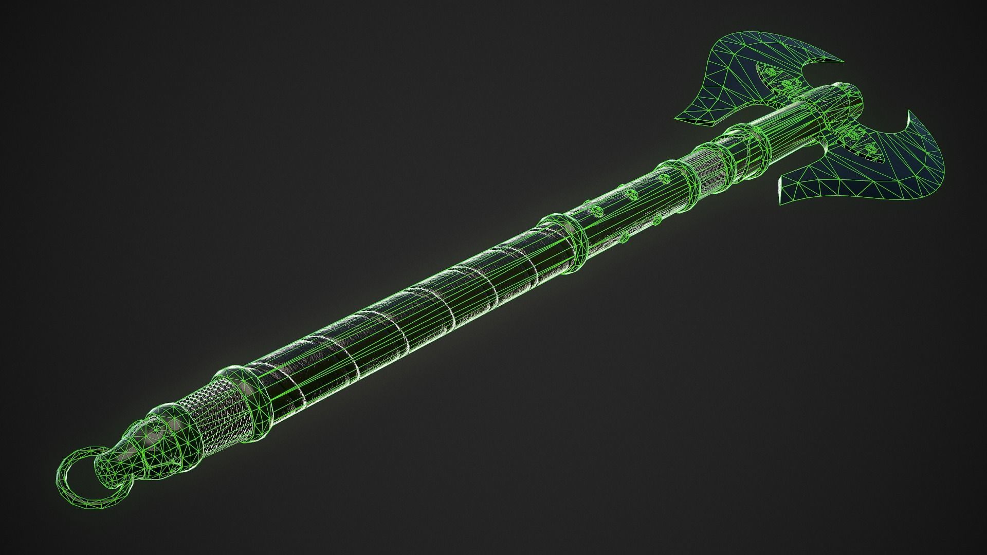 Medieval Axe 01 Low-poly 3D model_11