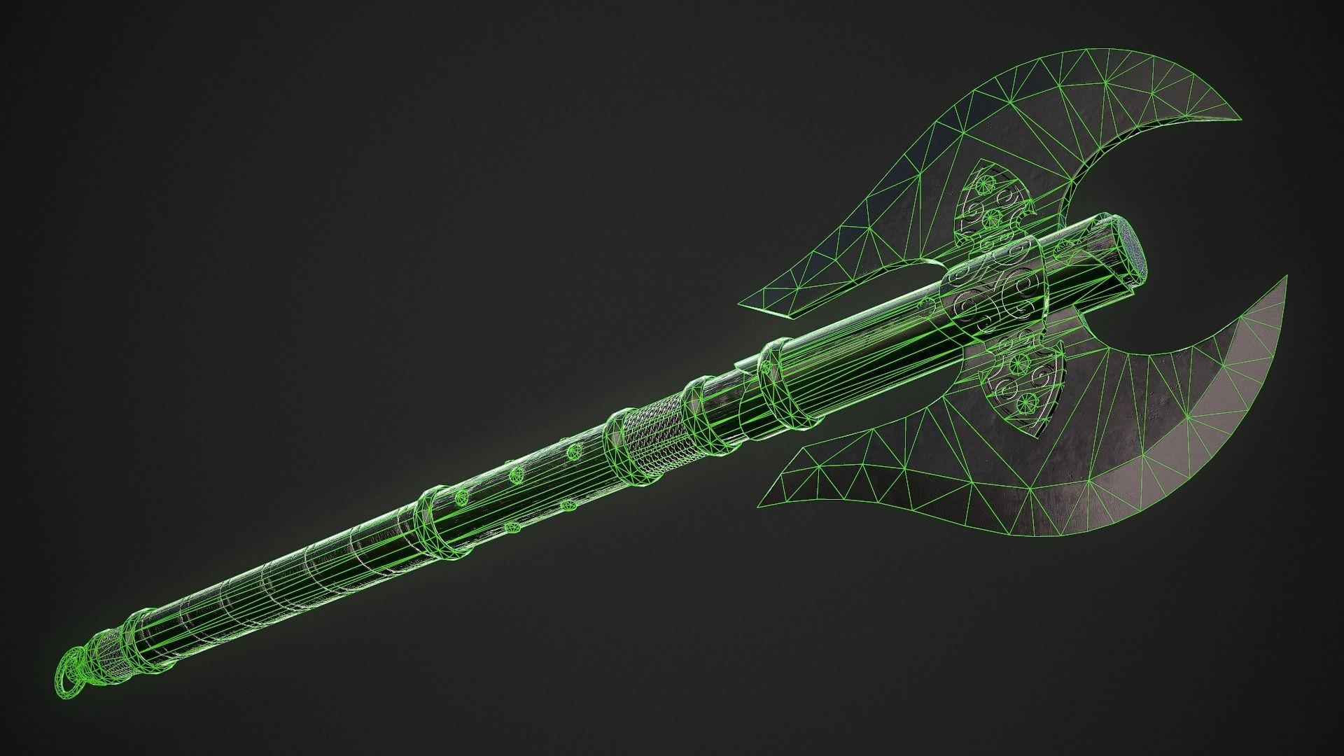 Medieval Axe 01 Low-poly 3D model_10