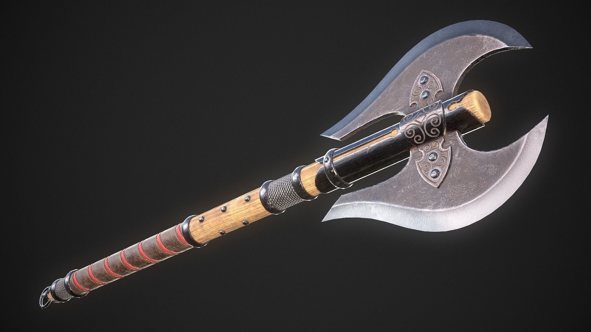 Medieval Axe 01 Low-poly 3D model_3