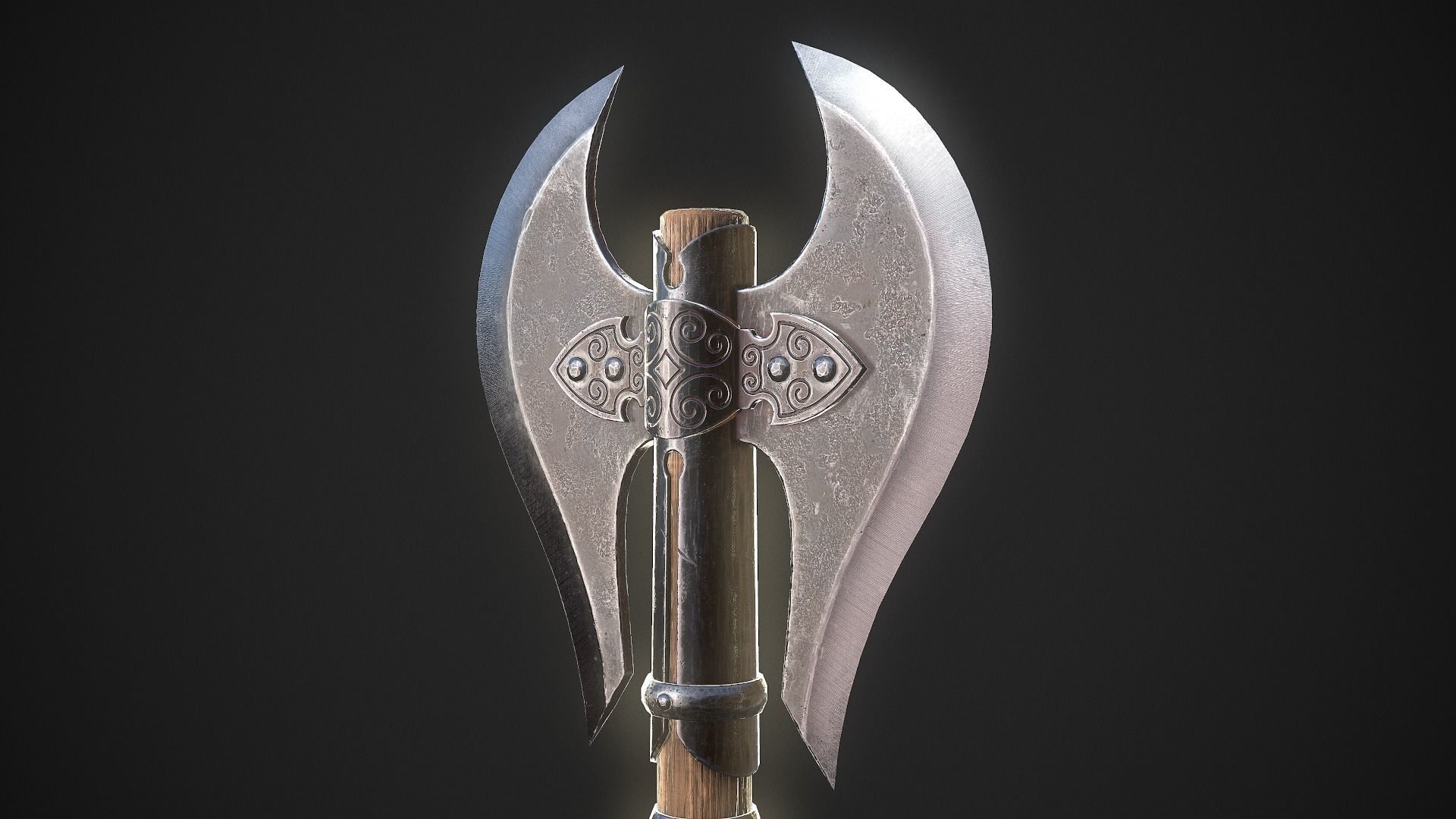 Medieval Axe 01 Low-poly 3D model_7