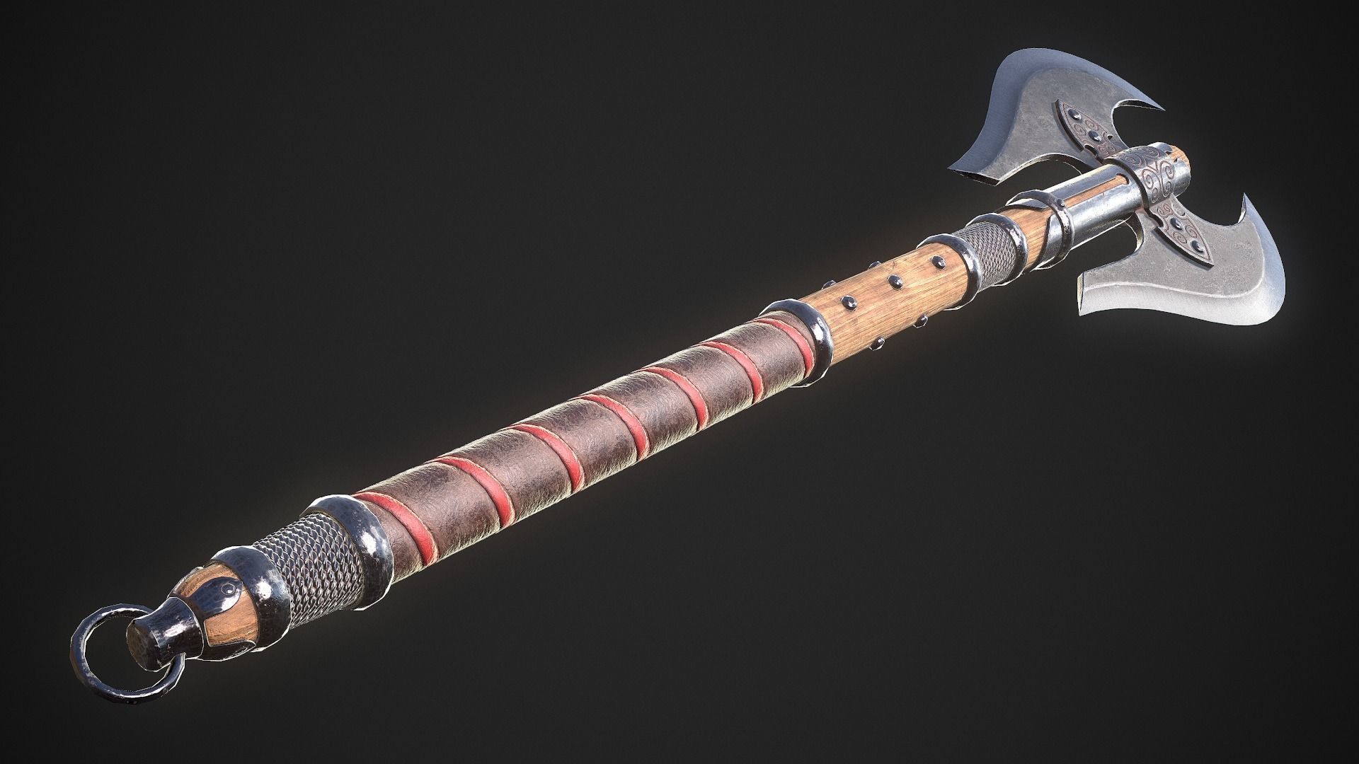 Medieval Axe 01 Low-poly 3D model_4
