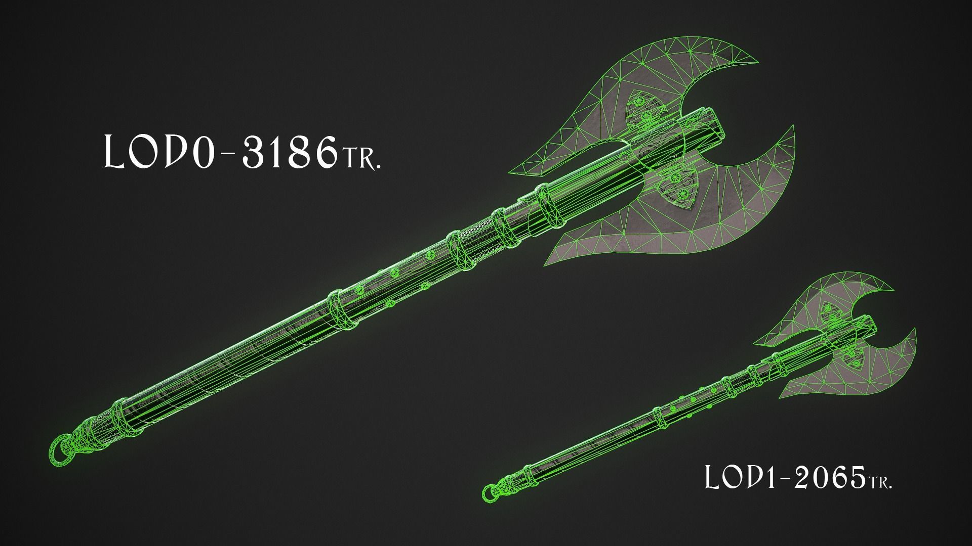 Medieval Axe 01 Low-poly 3D model_8