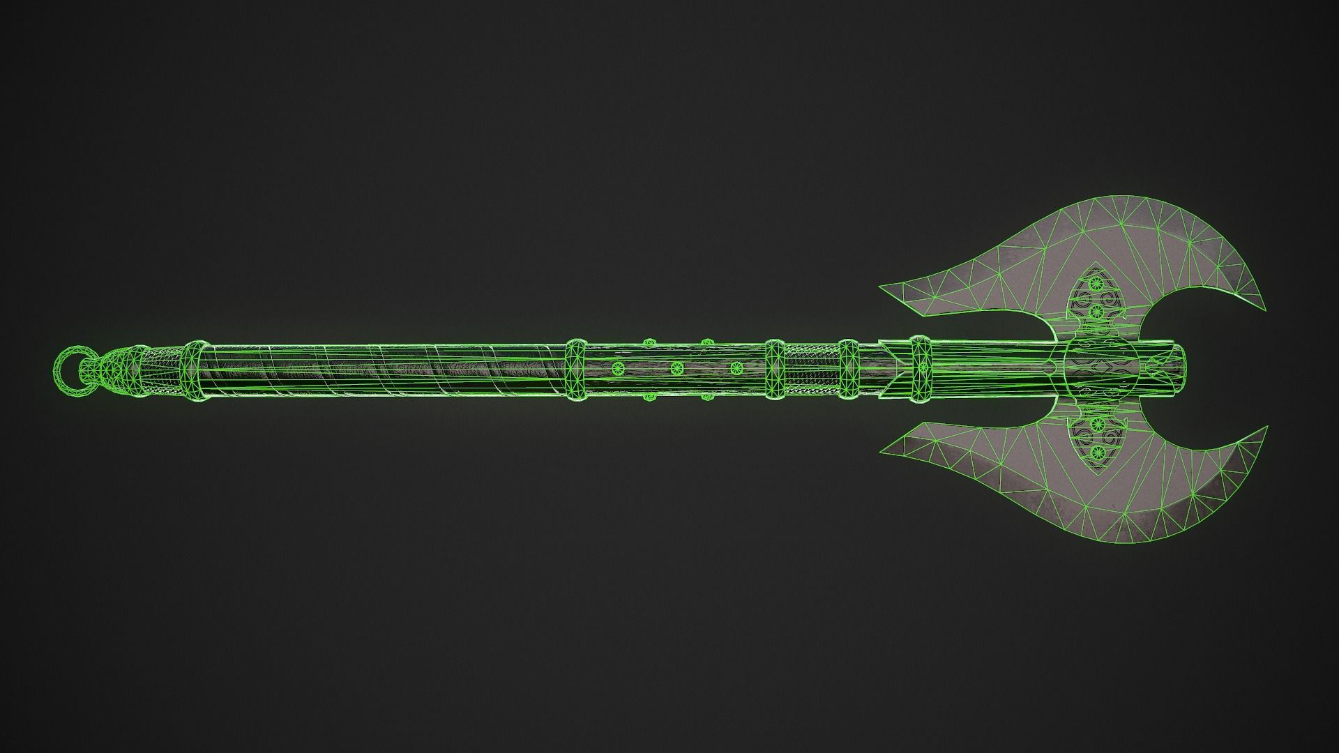 Medieval Axe 01 Low-poly 3D model_9