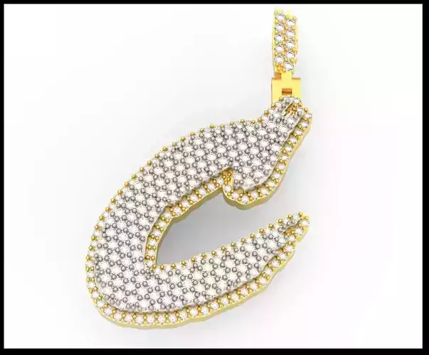 C PAVE LETTER FONT PENDANT 3D print model