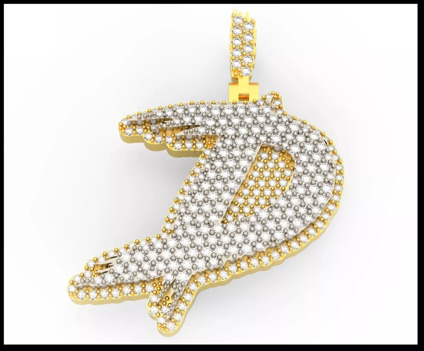 D PAVE LETTER FONT PENDANT 3D print model_0