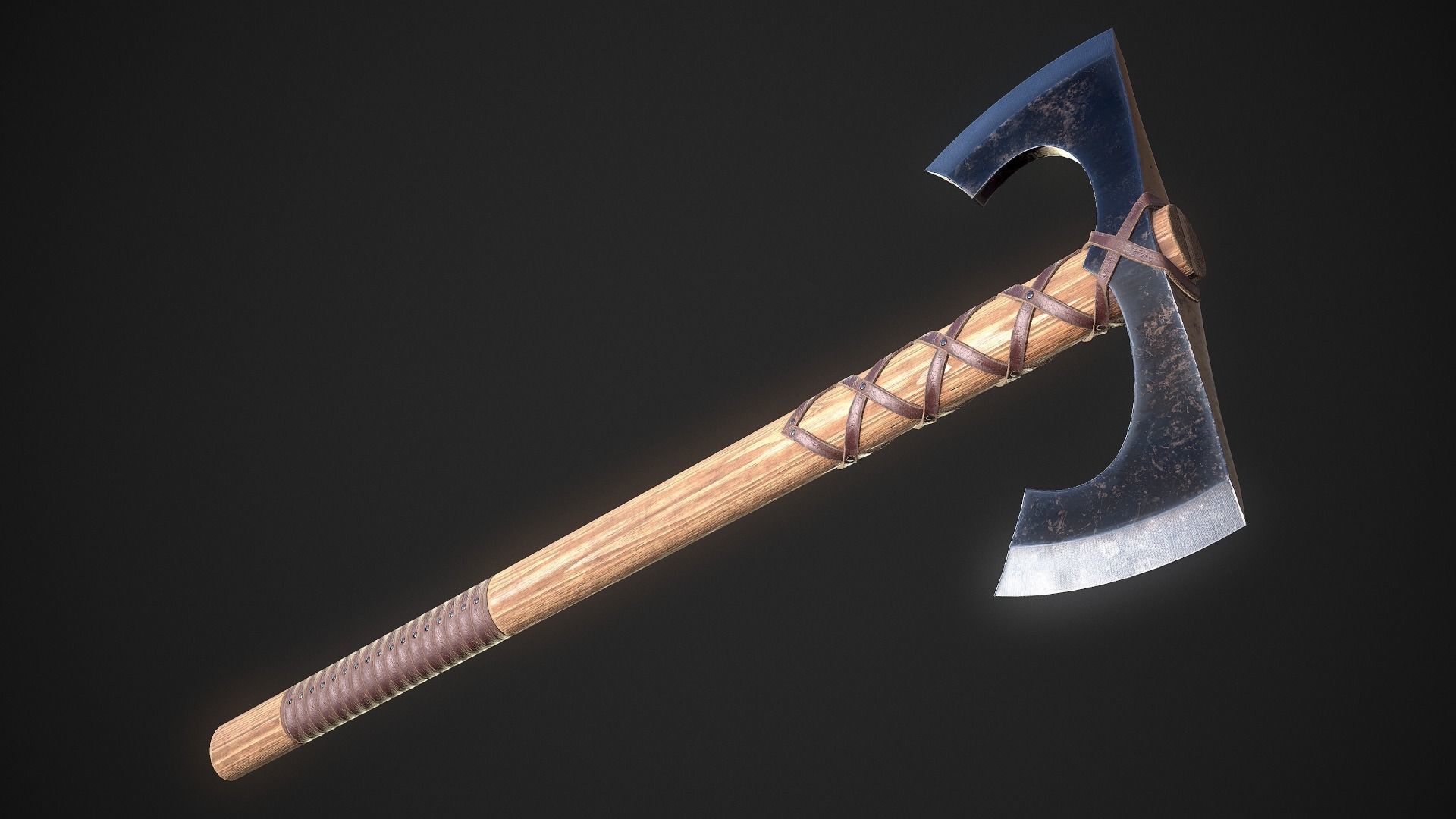 Medieval Axe 02 Low-poly 3D model_3