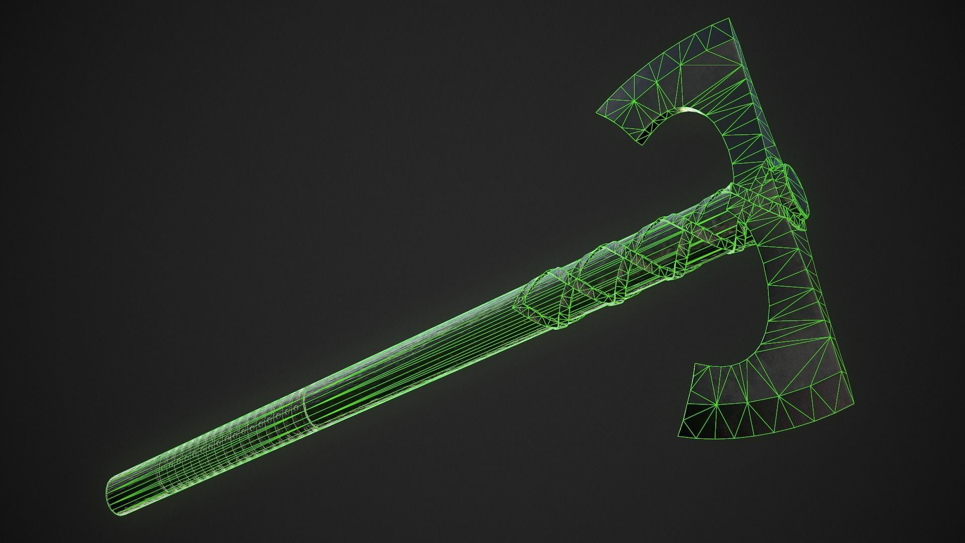 Medieval Axe 02 Low-poly 3D model_9