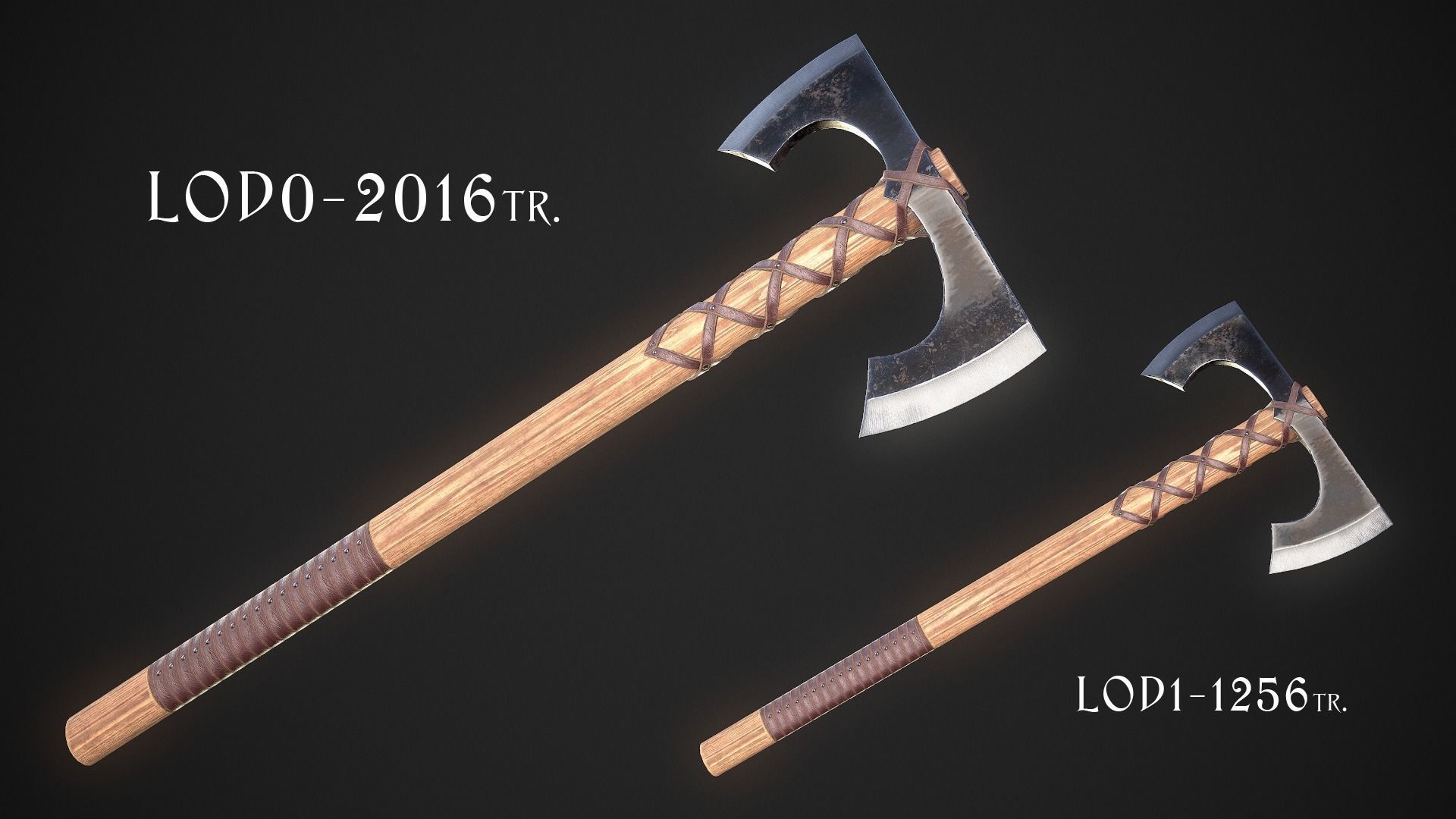 Medieval Axe 02 Low-poly 3D model_1