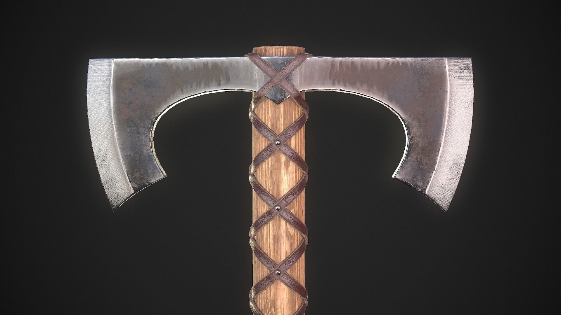 Medieval Axe 02 Low-poly 3D model_5