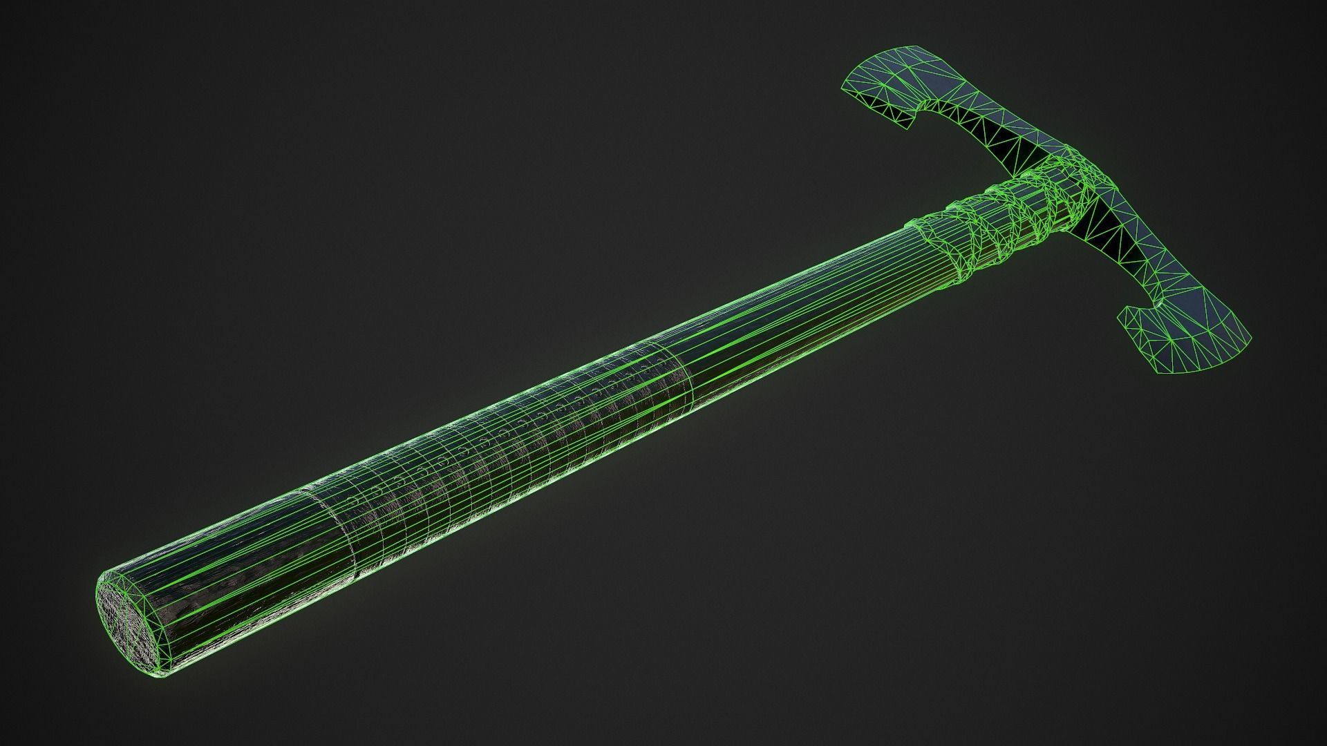 Medieval Axe 02 Low-poly 3D model_10