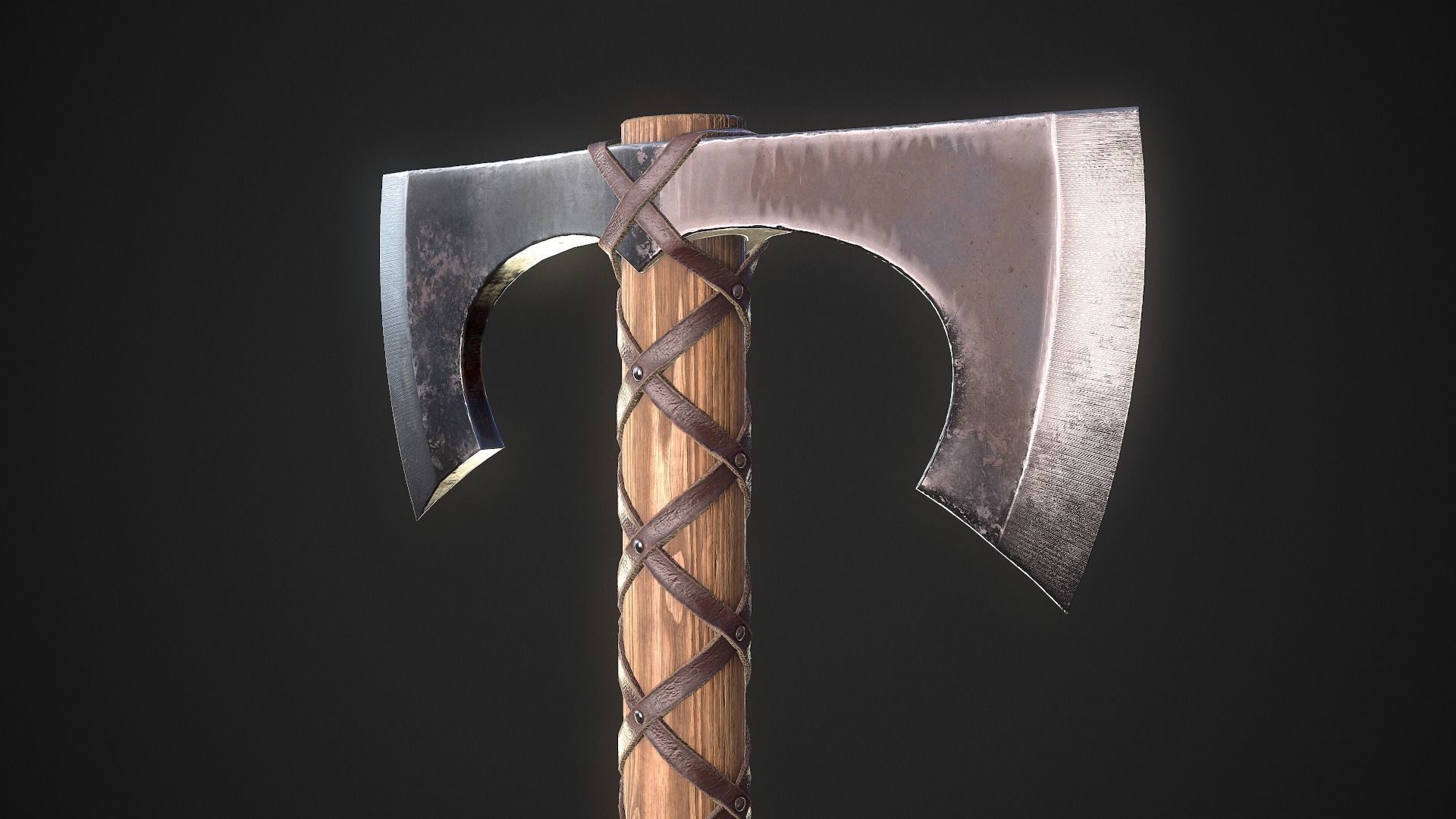 Medieval Axe 02 Low-poly 3D model_6