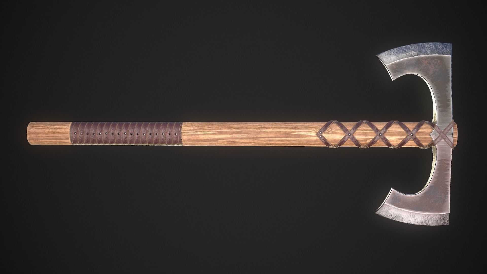 Medieval Axe 02 Low-poly 3D model_2