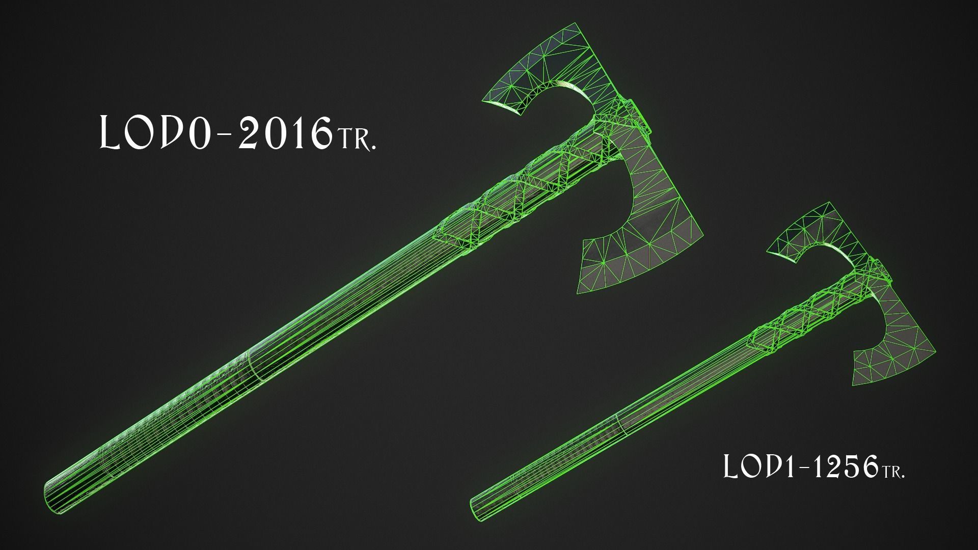 Medieval Axe 02 Low-poly 3D model_7