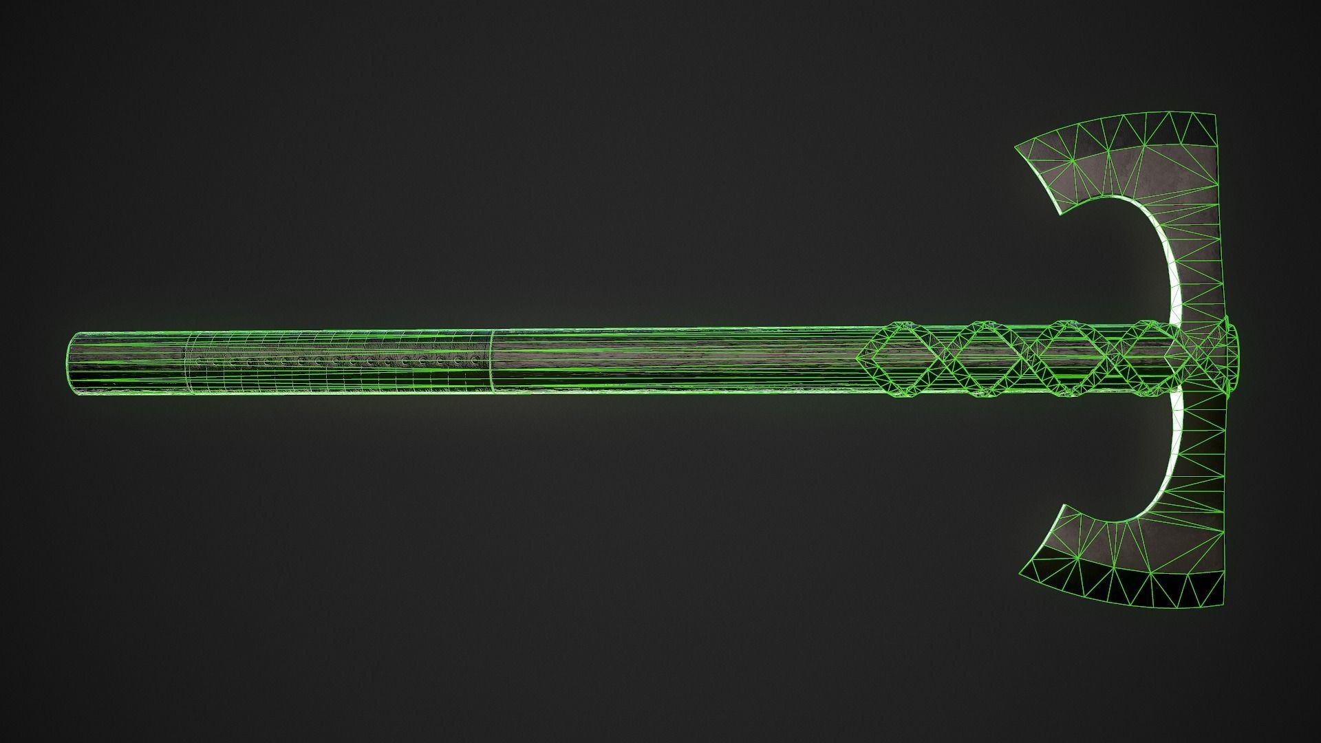 Medieval Axe 02 Low-poly 3D model_8