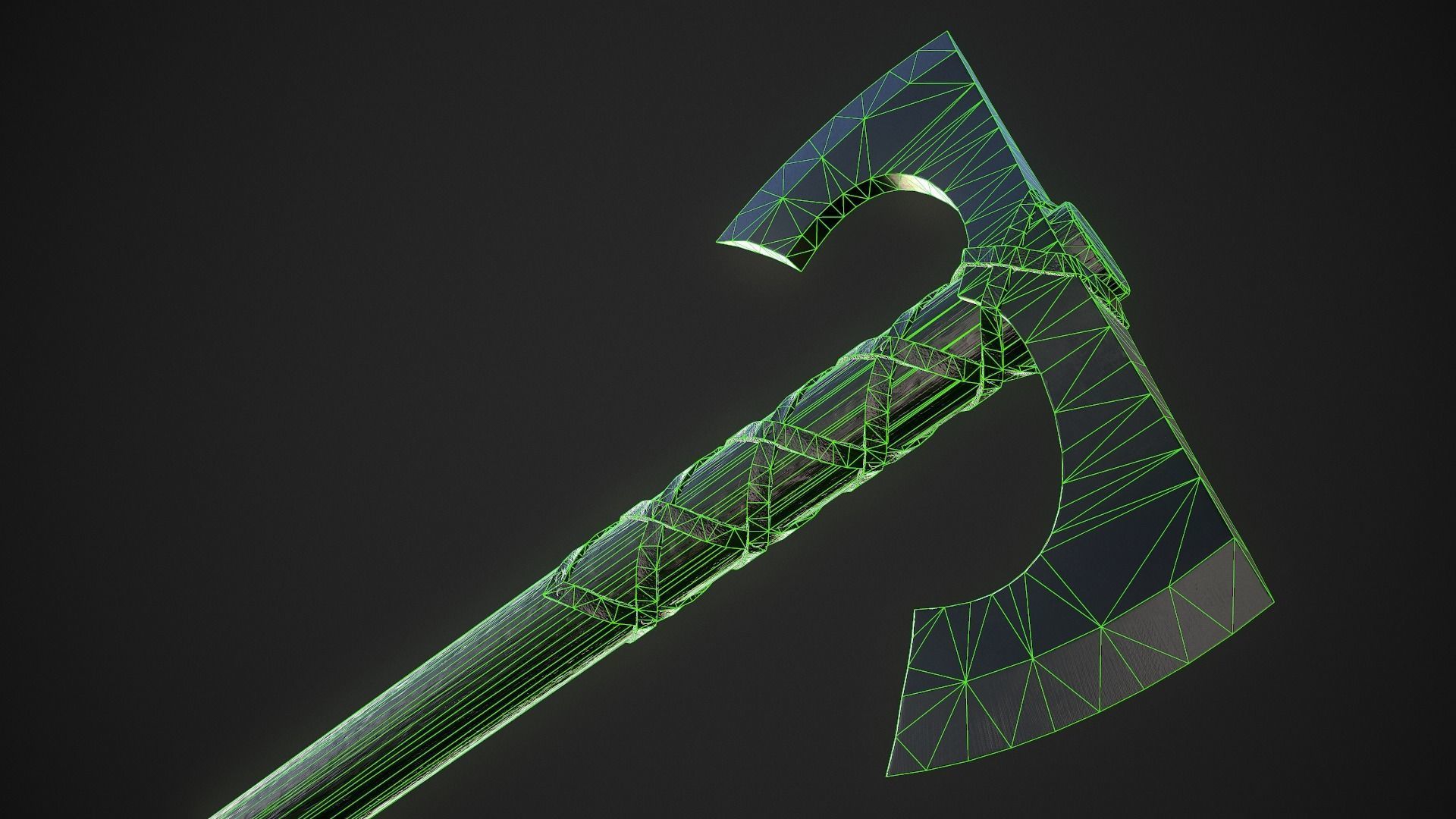 Medieval Axe 02 Low-poly 3D model_11
