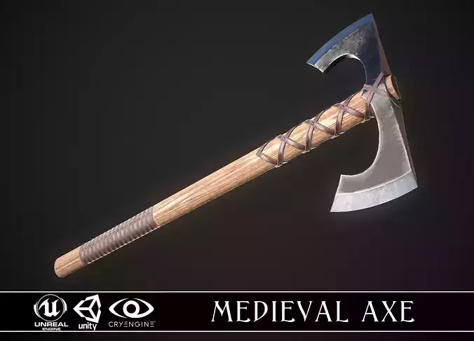 Medieval Axe 02 Low-poly 3D model