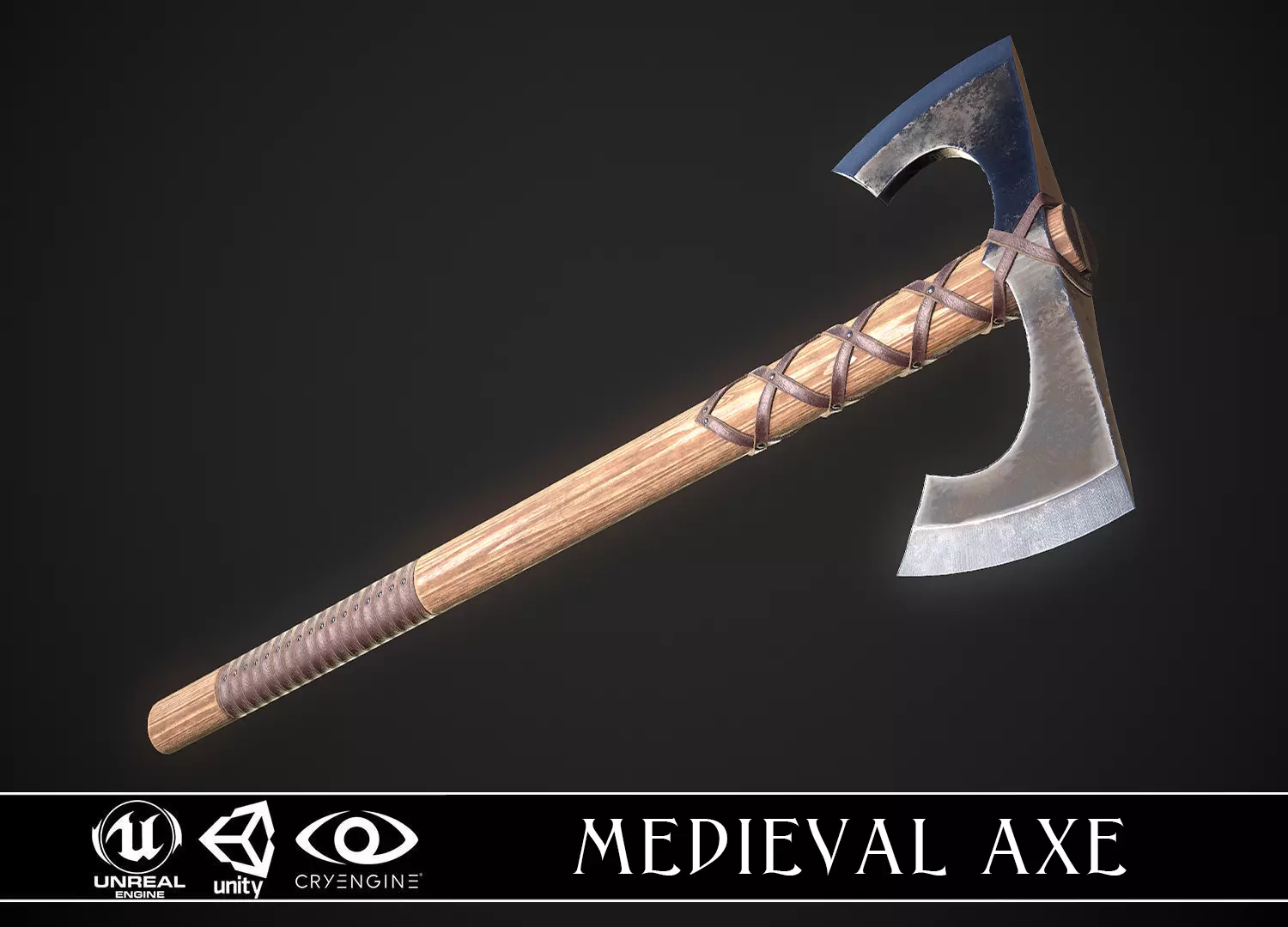 Medieval Axe 02 Low-poly 3D model_0