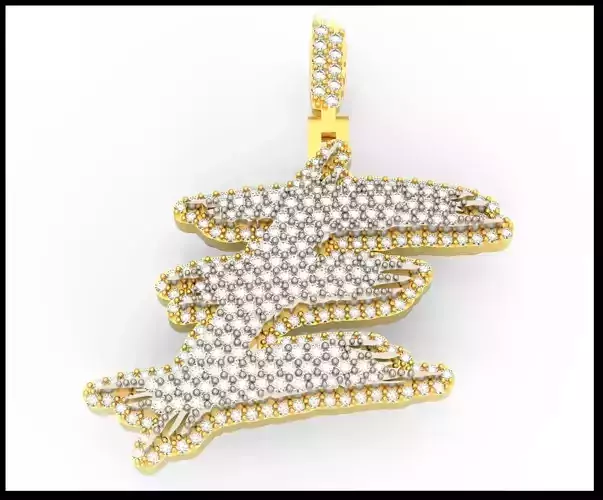 E PAVE LETTER FONT PENDANT 3D print model