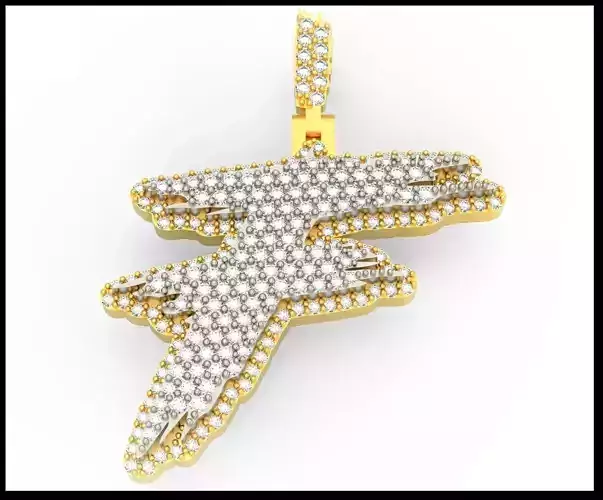 F PAVE LETTER FONT PENDANT 3D print model