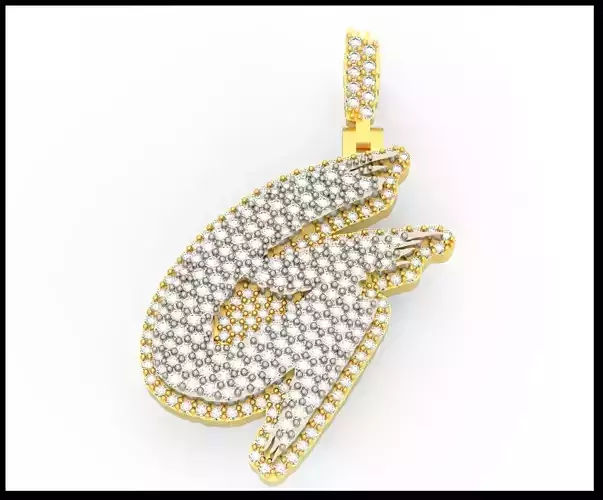 G PAVE LETTER FONT PENDANT 3D print model