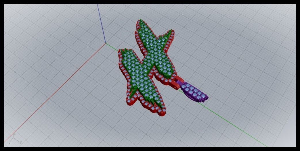 H PAVE LETTER FONT PENDANT 3D print model_3