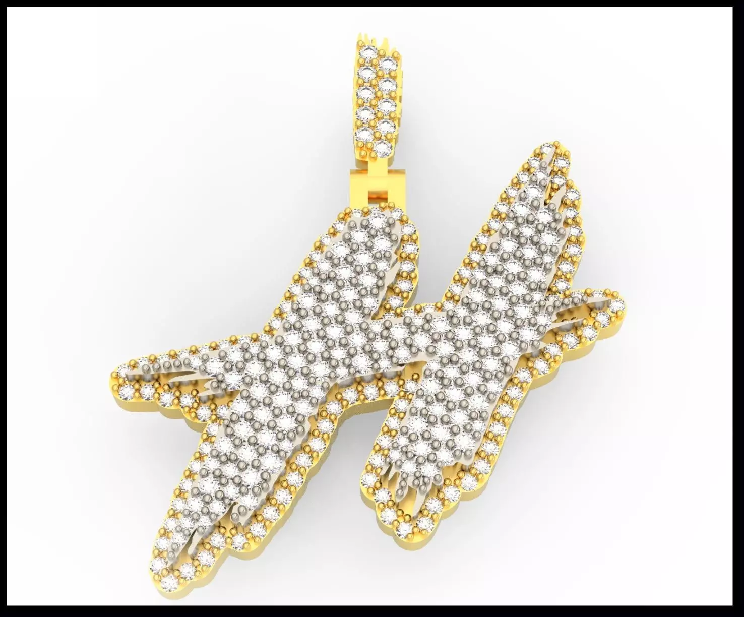 H PAVE LETTER FONT PENDANT 3D print model_0