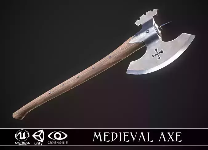 Medieval Axe 03 Low-poly 3D model