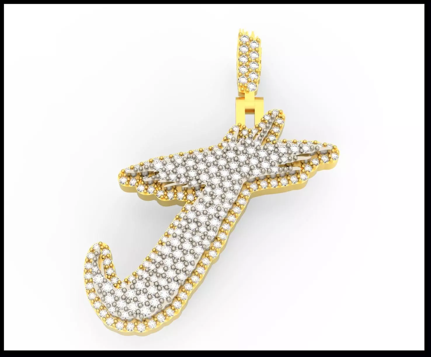 J PAVE LETTER FONT PENDANT 3D print model_0