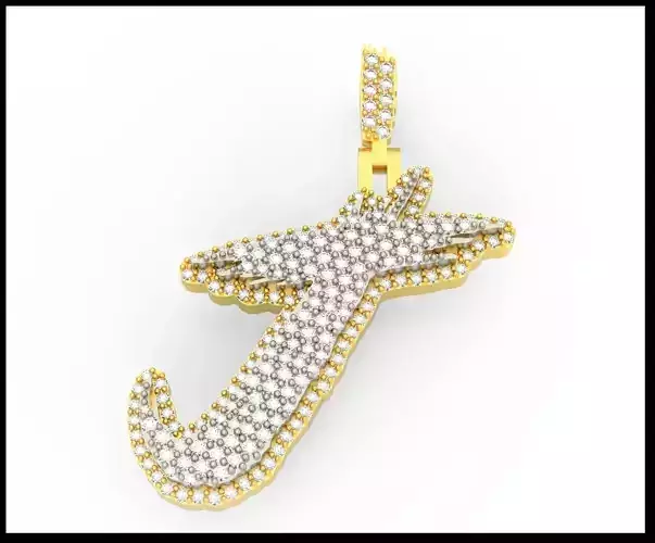 J PAVE LETTER FONT PENDANT 3D print model