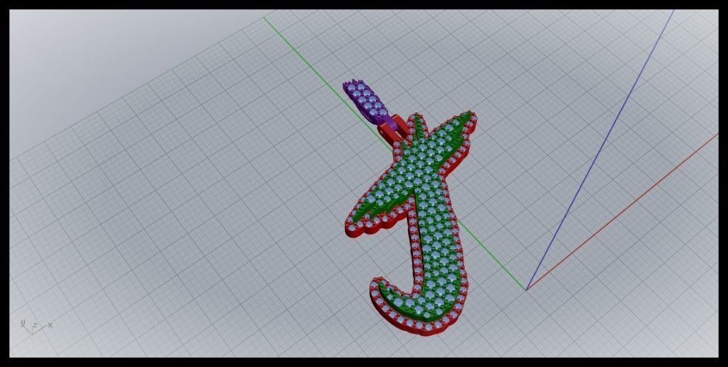 J PAVE LETTER FONT PENDANT 3D print model_1