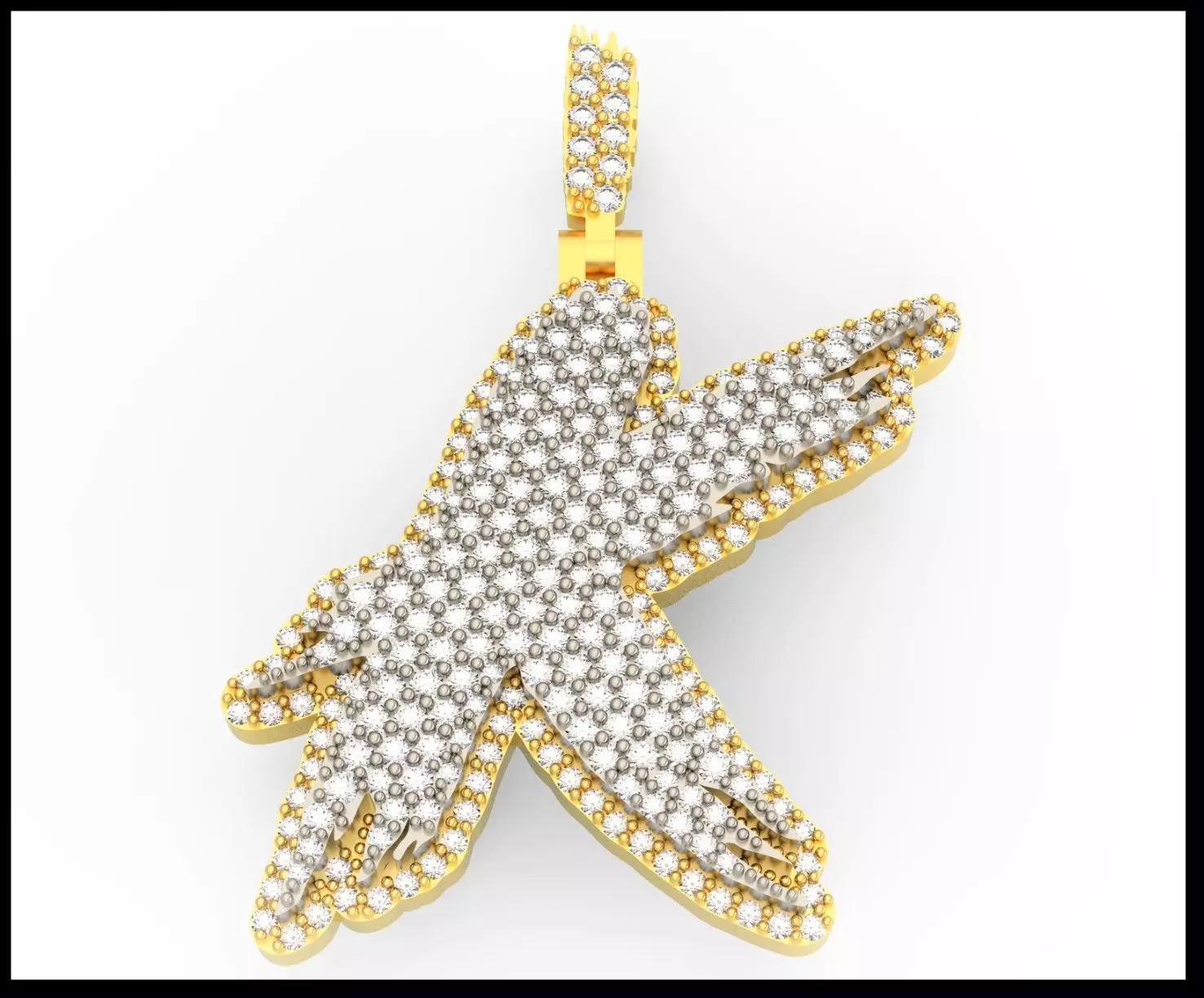K PAVE LETTER FONT PENDANT 3D print model_0